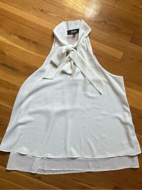 Lulus White Bow Tie Sleeveless Blouse Open Back Size‎ Large
